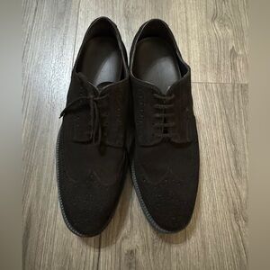 Tod's Dark Brown Suede Derby Shoes